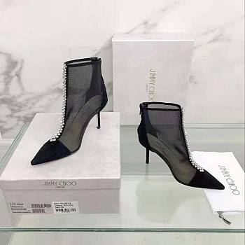 Jimmy Choo Bing Boot 100 Black Suede and Mesh Ankle 10cm