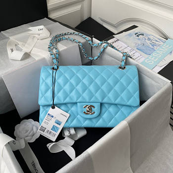 Chanel Flap Bag Lambskin Blue Sliver 25cm