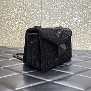 Valentino One Stud Embroidered Bag with Chain Black 19x14x11cm - 4