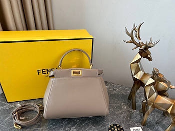 Fendi Peekapoo Mini Beige Handbag 23x18x11cm