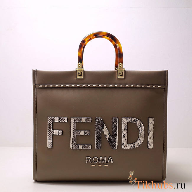 Fendi Sunshine Medium Grey Leather 35x31x17cm - 1