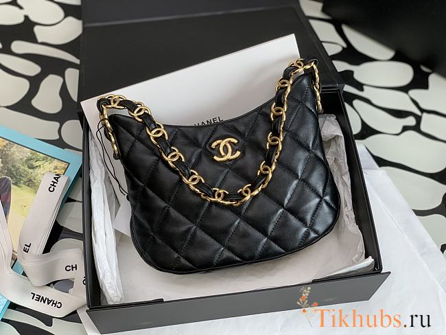 Chanel 22k Lambskin Hobo Black Bag 24x17.5x6cm - 1