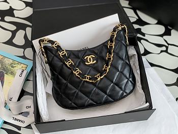 Chanel 22k Lambskin Hobo Black Bag 24x17.5x6cm