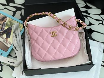 Chanel 22k Lambskin Hobo Pink Bag 24x17.5x6cm
