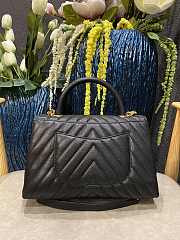 Chanel Coco Handle Chevron Black Gold Caviar 29x18x12cm - 6