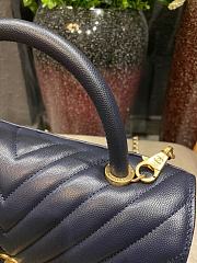 Chanel Coco Handle Chevron Navy Blue Gold Caviar 29x18x12cm - 6