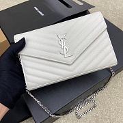 YSL Envelope Chain Wallet White Silver Hardware 22.5x14x4cm - 5