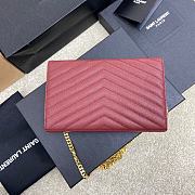 YSL Envelope Chain Wallet Red Wine Gold Hardware 22.5x14x4cm - 5