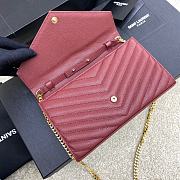 YSL Envelope Chain Wallet Red Wine Gold Hardware 22.5x14x4cm - 3