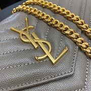 YSL Envelope Chain Wallet Grey Gold Hardware 22.5x14x4cm - 5