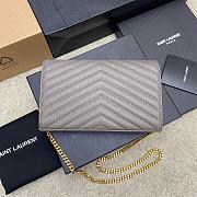 YSL Envelope Chain Wallet Grey Gold Hardware 22.5x14x4cm - 4