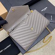 YSL Envelope Chain Wallet Grey Gold Hardware 22.5x14x4cm - 3