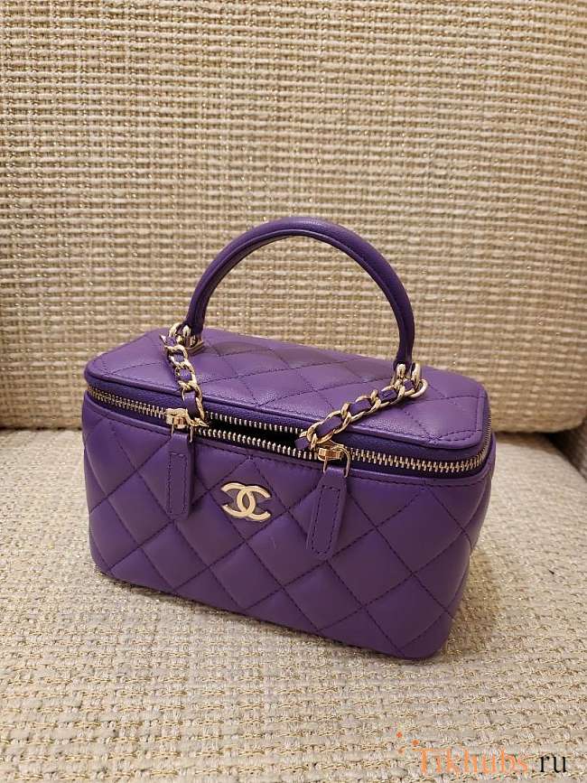 Chanel 22A Top Handle Vanity Purple 18cm - 1