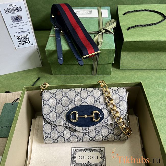 Gucci Horsebit 1955 Mini Blue Bag 20x12x5.5cm - 1