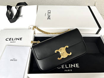 Celine Chain Shoulder Bag Triomphe Black 20.5x10.5x4cm