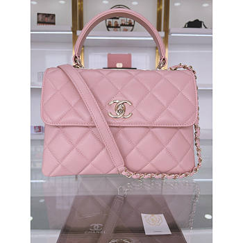 Chanel Trendy CC Flap Bag with Top Handle Pink Silver 25cm