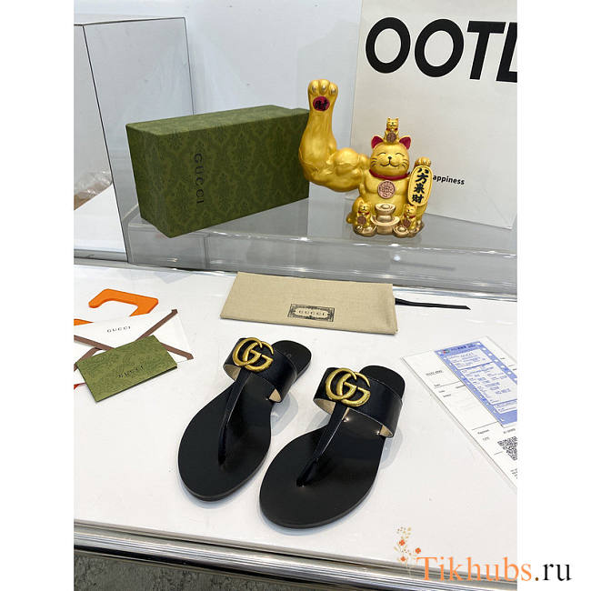 Gucci GG Leather Slide Black - 1