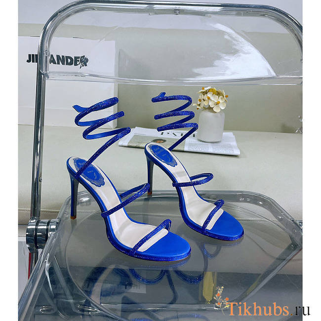 Rene Caovilla Cleo Crystal Sapphire Blue Sandals 10cm - 1