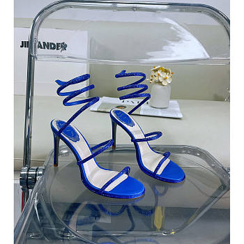 Rene Caovilla Cleo Crystal Sapphire Blue Sandals 10cm