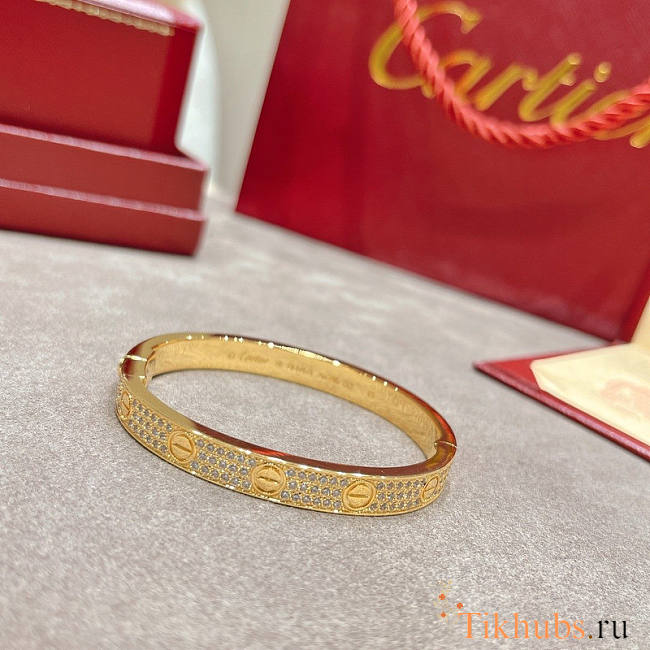 Cartier Diamond Paved Love Bracelet Gold  - 1