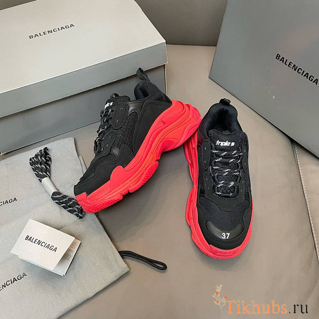 Balenciaga Triple S Black Red Sole Sneaker - 1