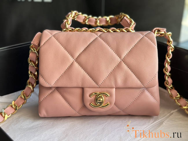 Chanel Small Flap Bag Lambskin Pink 20.5x15x8cm - 1
