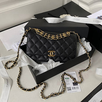 Chanel Wallet On Chain Black Caviar Gold 19x12x3.5cm