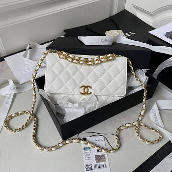 Chanel Wallet On Chain White Caviar Gold 19x12x3.5cm