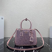 Prada Galleria Mini Crystal Embellished Satin Bag Pink 24.5x16.5x11cm - 1