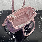 Prada Galleria Mini Crystal Embellished Satin Bag Pink 24.5x16.5x11cm - 5