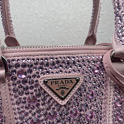 Prada Galleria Mini Crystal Embellished Satin Bag Pink 24.5x16.5x11cm - 2