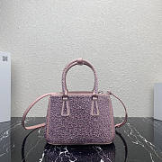 Prada Galleria Mini Crystal Embellished Satin Bag Pink 24.5x16.5x11cm - 3