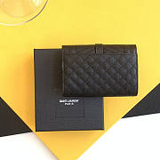 YSL Envelope Leather Wallet Pure Black 11x8.5x3cm - 5