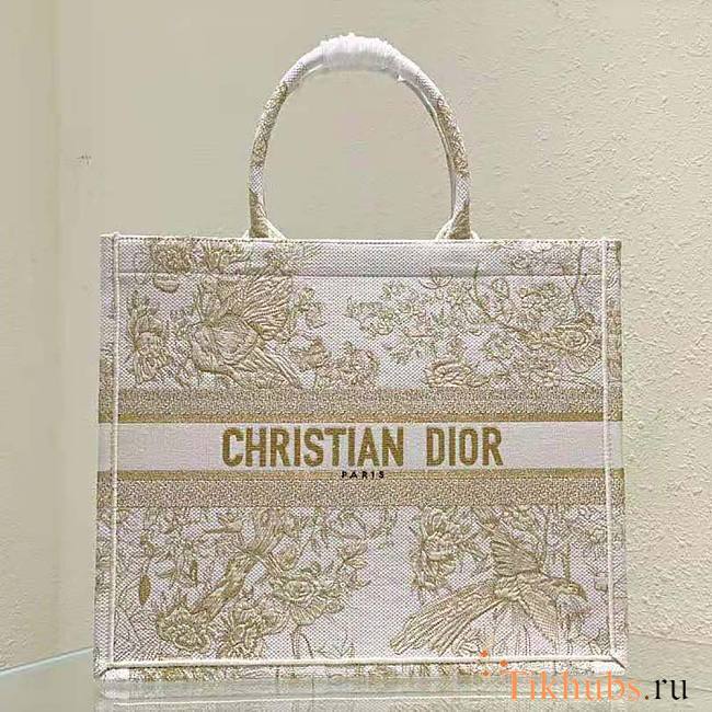 Dior Medium Book Tote Jardin D’Hiver Embroidery with Gold-Tone 36 x 27.5 x 16.5 cm - 1