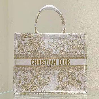 Dior Medium Book Tote Jardin D’Hiver Embroidery with Gold-Tone 36 x 27.5 x 16.5 cm