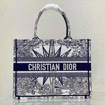 Dior Medium Book Tote White and Blue Rêve D’Infini Embroidery 36 x 27.5 x 16.5 cm