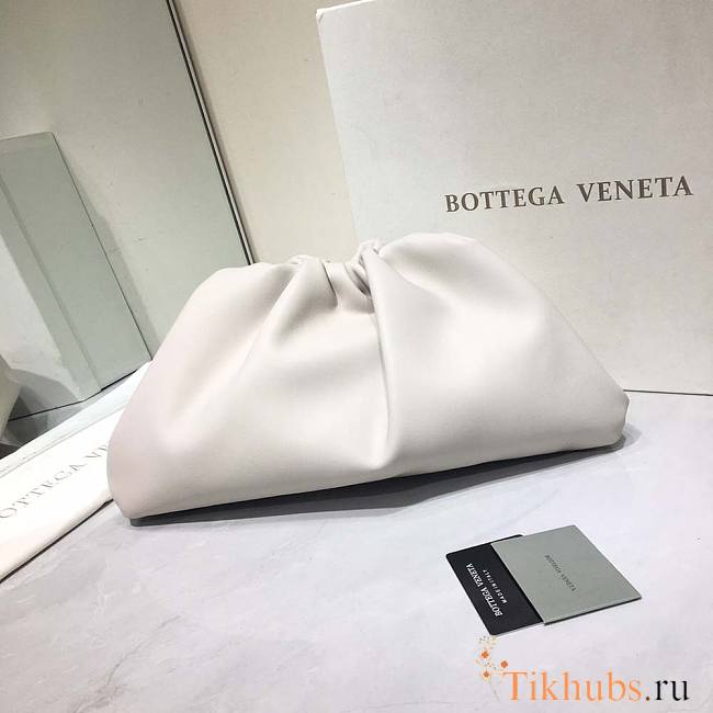 Bottega Veneta Women Teen Pouch Leather Clutch White 31x16x13cm - 1