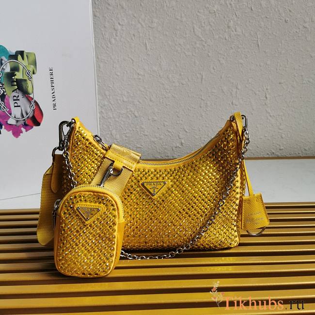 Prada Re-Edition 2005 Satin Bag Yellow 22x18x6.5cm - 1