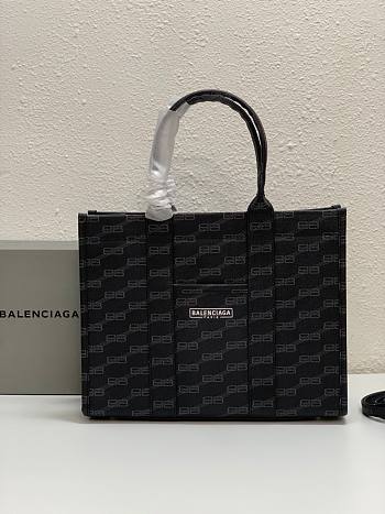 Balenciaga Medium Tote Bag Coated Canvas in Black 35x13x27cm