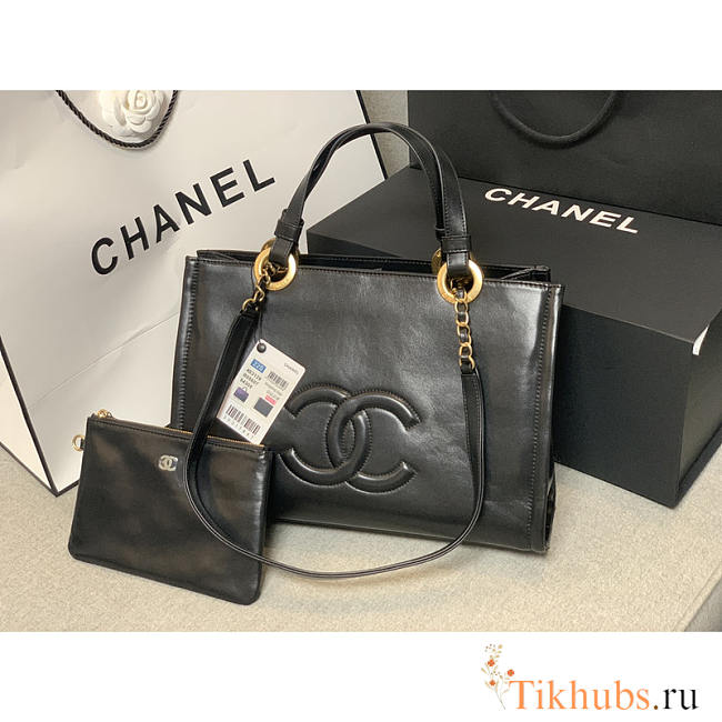 Chanel 22 Calfskin Tote Bag Large Black 39x29x15cm - 1