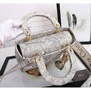 Dior Medium Lady D-Lite Handbag Grey 24x20x11cm - 3