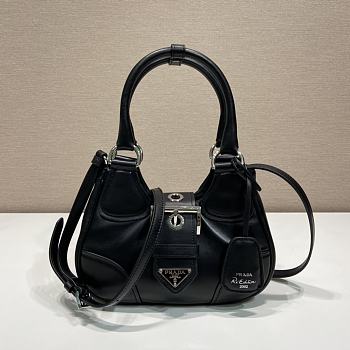 Prada Moon Re-Nylon and Leather Bag Black 22.5x16x7.5cm