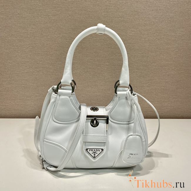 Prada Moon Re-Nylon and Leather Bag White 22.5x16x7.5cm - 1