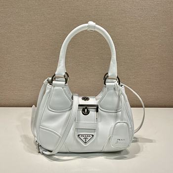 Prada Moon Re-Nylon and Leather Bag White 22.5x16x7.5cm