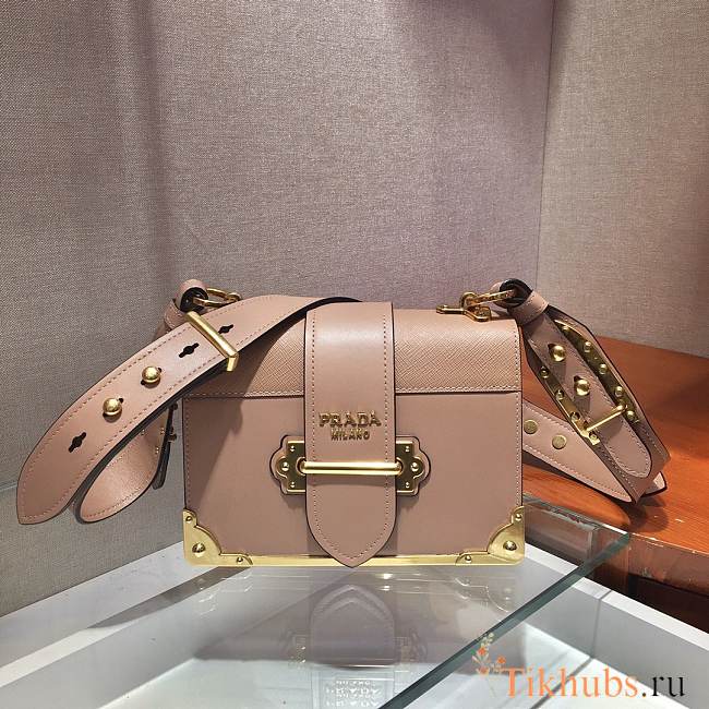 Prada Cahier Leather Bag Pink 20x14.5x7cm - 1