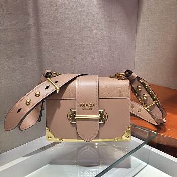 Prada Cahier Leather Bag Pink 20x14.5x7cm