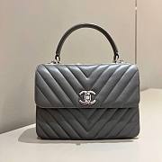 Chanel Flap Bag Top Handle Trendy Chevron Grey 25x17x12cm - 1