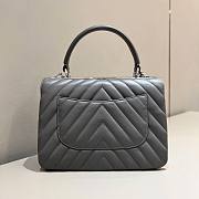 Chanel Flap Bag Top Handle Trendy Chevron Grey 25x17x12cm - 4