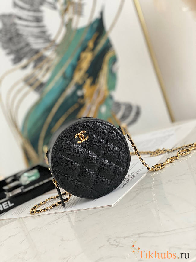 Chanel Round Black Caviar Bag 12x12x4.5cm - 1