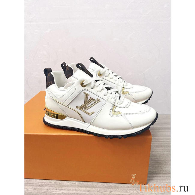 Louis Vuitton LV Run Away Leather Trainers White and Gold - 1